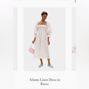 SLEEPER Atlanta Linen Dress in Roses